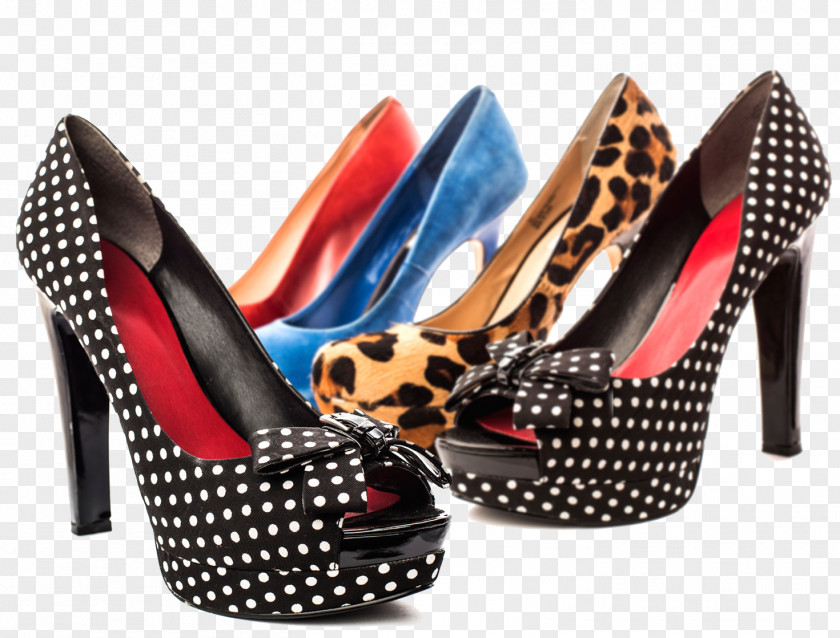 Ladies High Heels Polka Dot High-heeled Footwear Court Shoe Stock Photography PNG