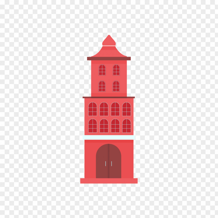 Red Church Building Model Illustration PNG