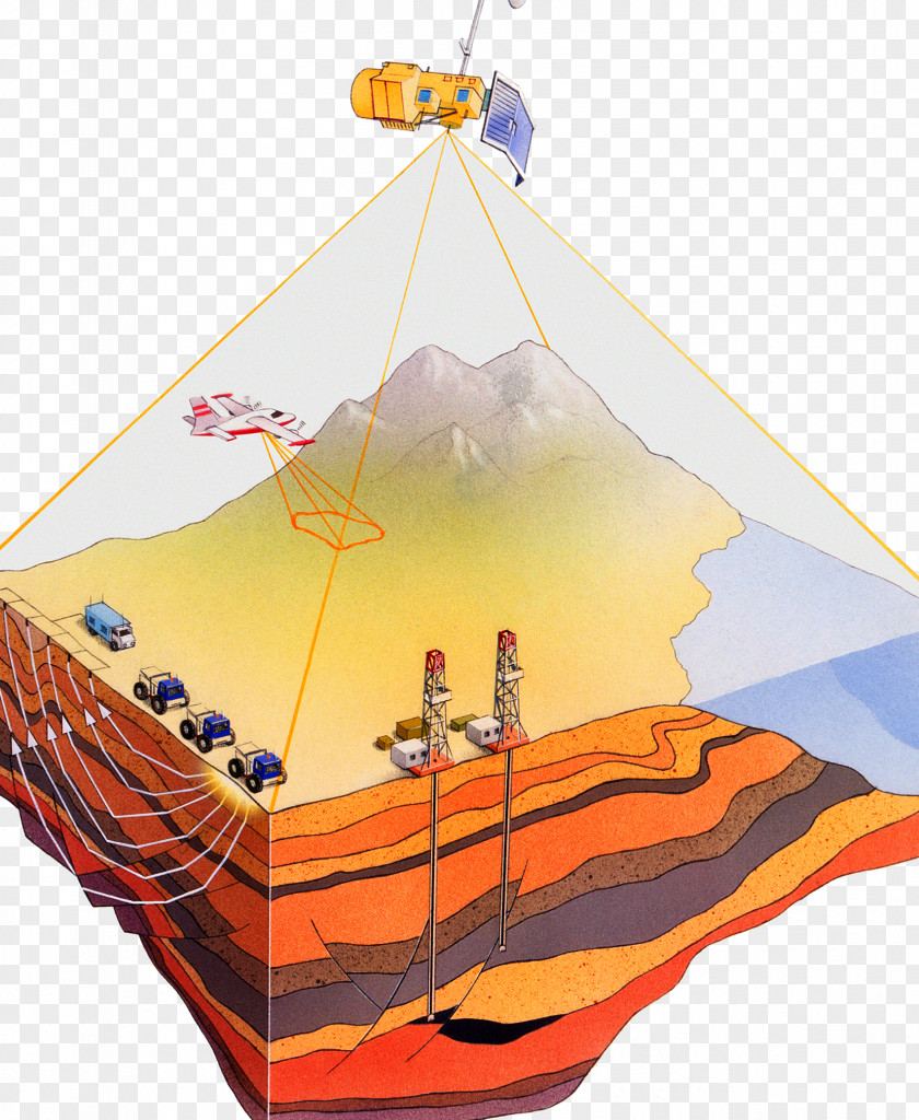 Underground Oil Satellite Exploration Remote Sensing Illustration PNG