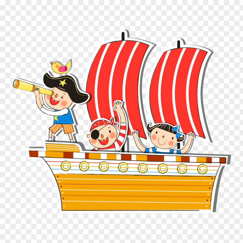 Cartoon Children Watercraft Poster PNG