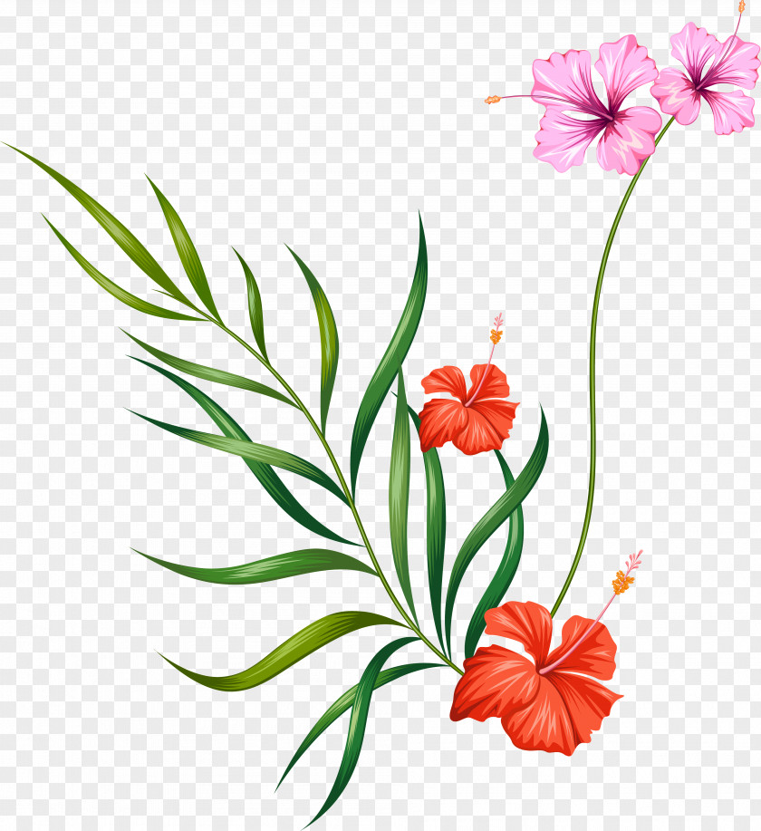 Flowers And Green Leaves Floral Design Flower Clip Art PNG