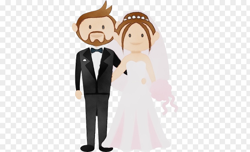 Smile Gown Bride And Groom Cartoon PNG
