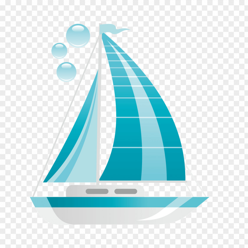 Blue Sailing Ship PNG