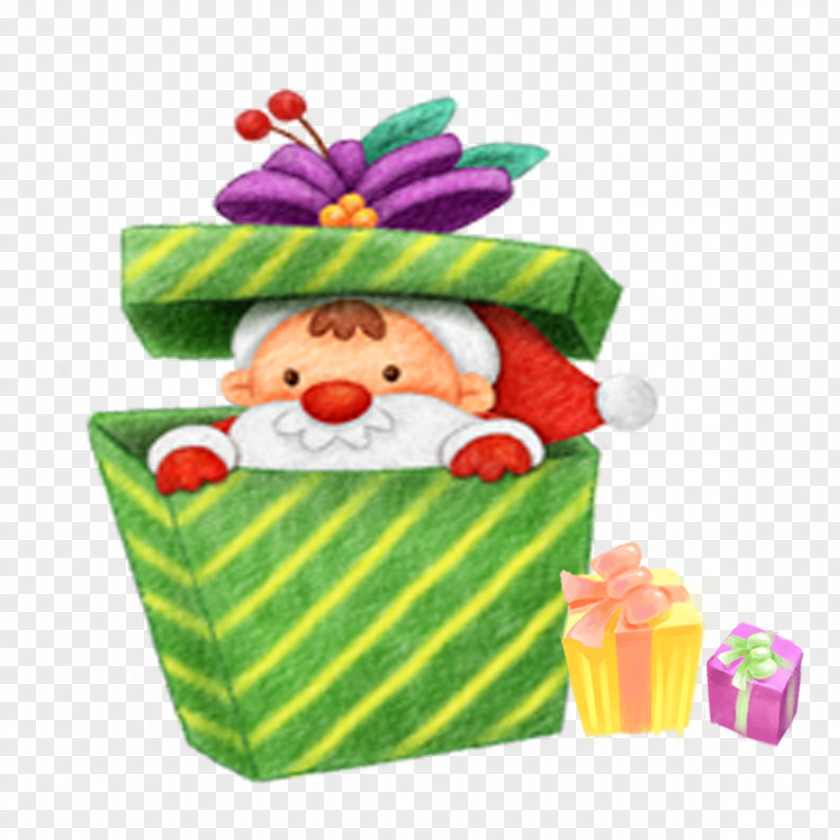 Lying In The Gift Box Santa Claus PNG