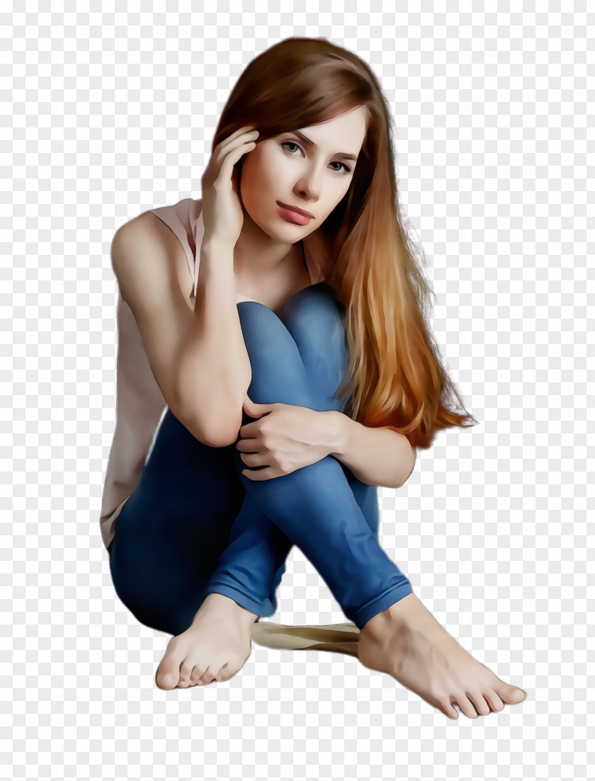 Muscle Jeans Sitting Blue Leg Beauty Skin PNG