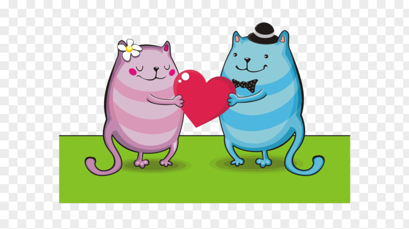 Cartoon Cat Lovers Valentines Day Clip Art PNG