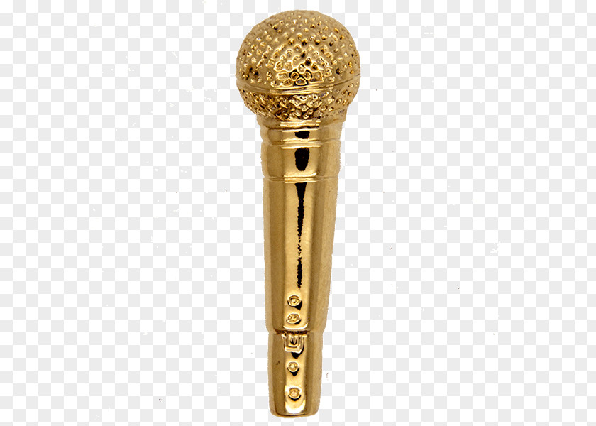 Gold Silver Microphone Pin Brass PNG