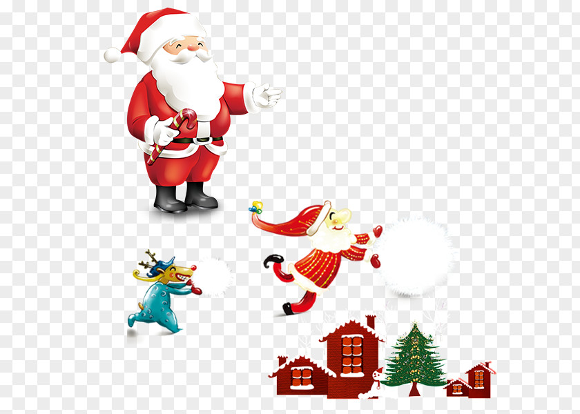 Santa And Reindeer Claus Christmas Stocking Gift PNG