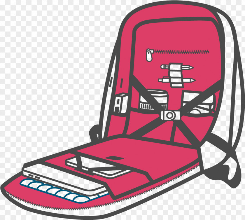 Car Seat Magenta Travel Backpack PNG