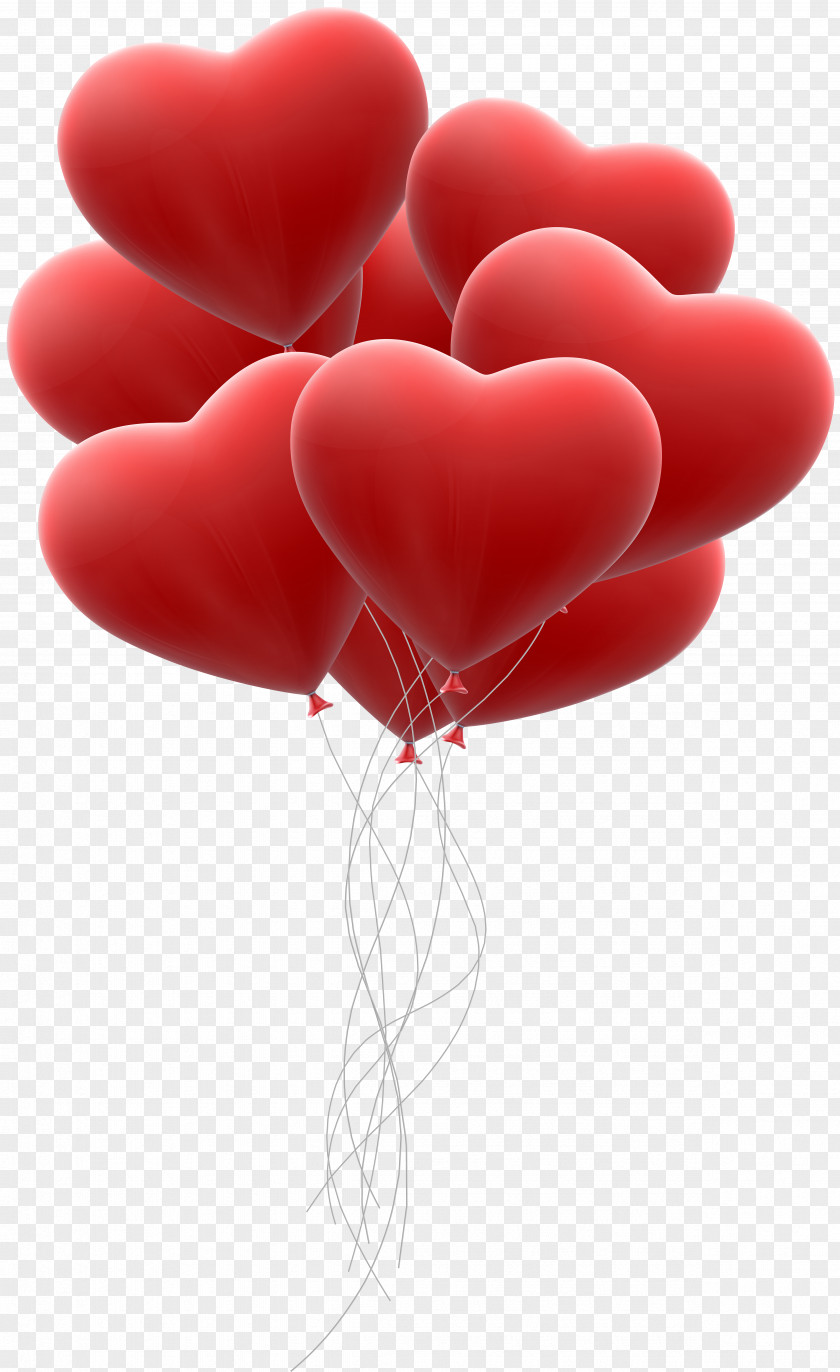 Red Hearts Balloon Bunch Transparent Clip Art Heart PNG