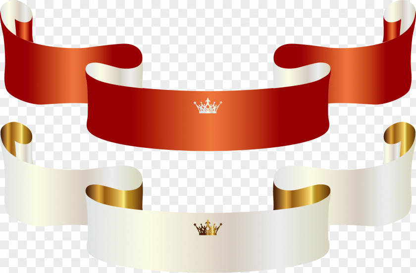 Vector Red Ribbon Banner Crown Pin Clip Art PNG
