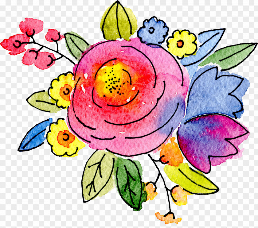 Beautify Floral Design Watercolor Painting PNG