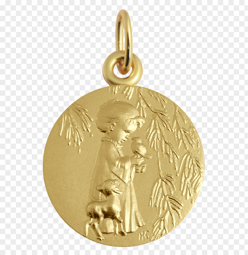 Medal Gold Locket Angel PNG