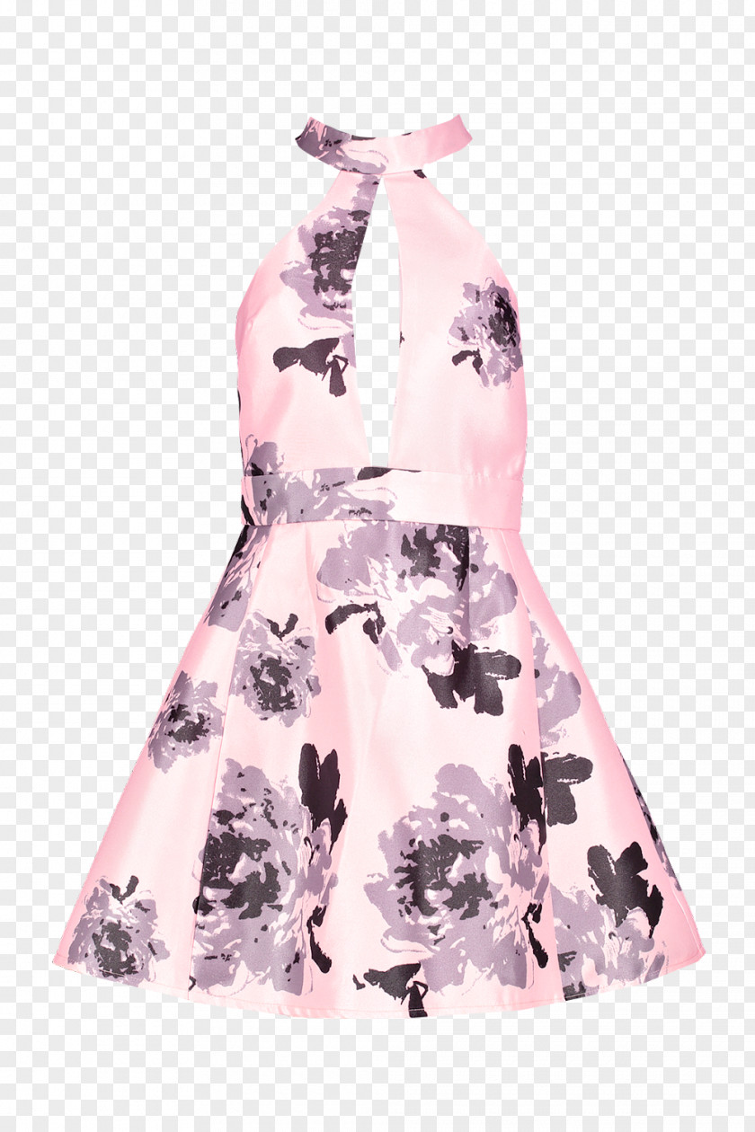 Cocktail Dress Pink M Neck PNG