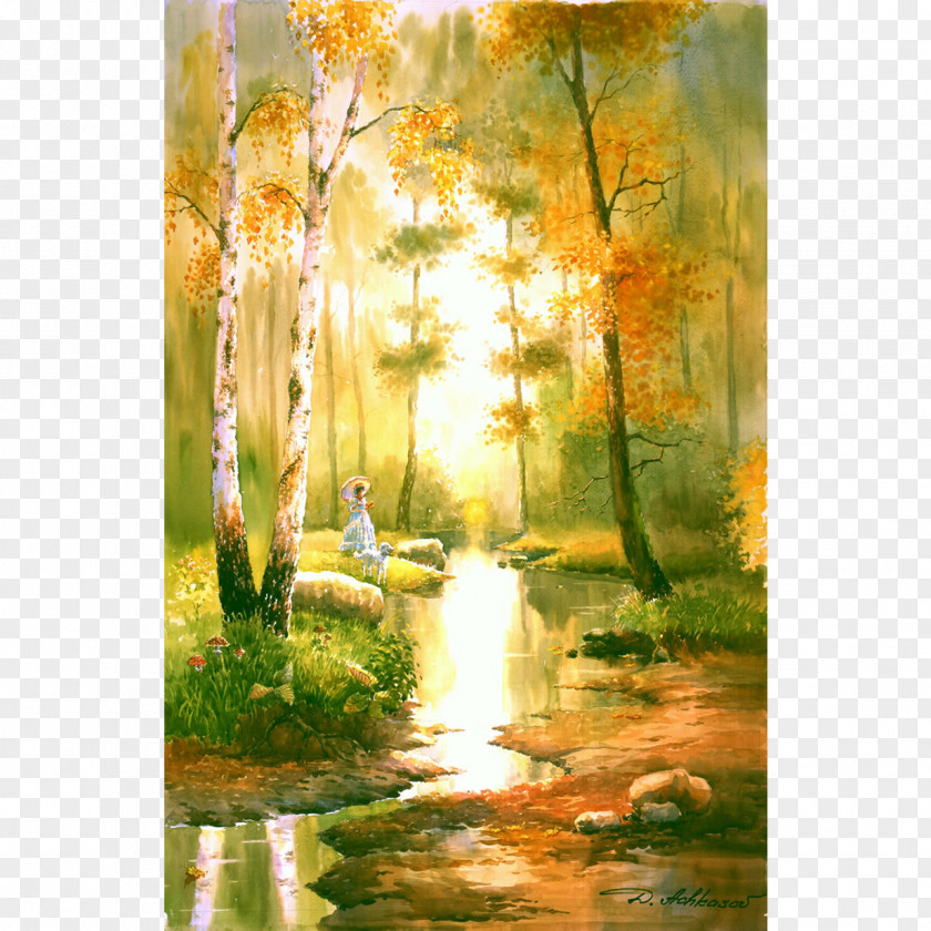 The Beginning Of Autumn Watercolor Painting Acrylic Paint Bayou PNG