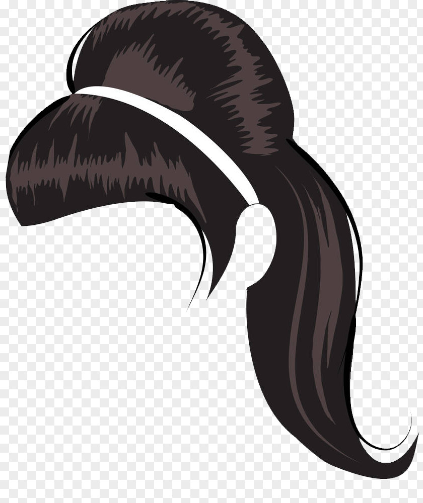 Vector Lady Hair Long Styling Ponytail Hairstyle Drawing PNG