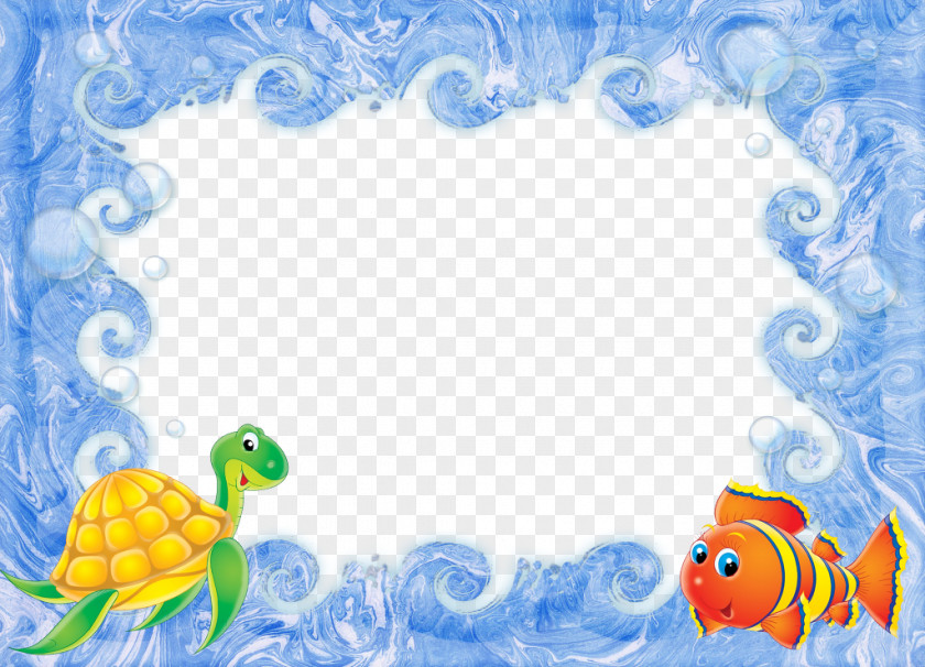 Cartoon Fish Turtles Border Icon PNG