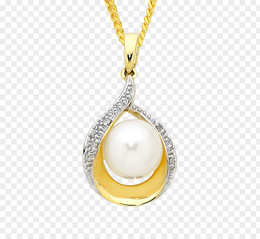 Pearl Diamond Locket Necklace PNG
