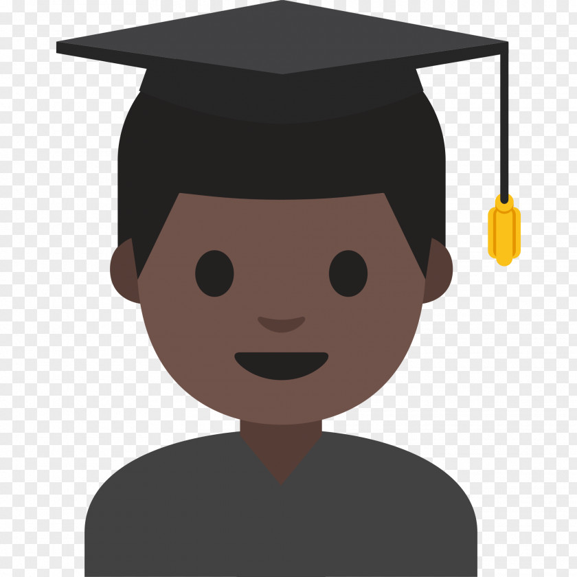 Emoji Human Skin Color Graduation Ceremony Dark Square Academic Cap PNG