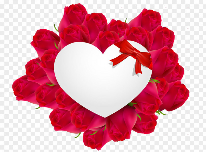 Red Rose Heart Garden Roses Valentines Day PNG