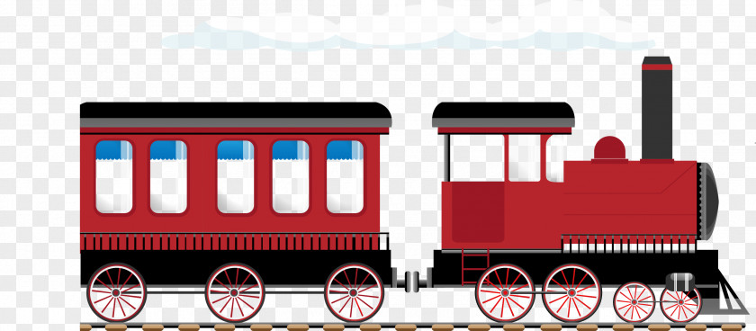 Vector Hand Train Rail Transport Steam Locomotive Illustration PNG