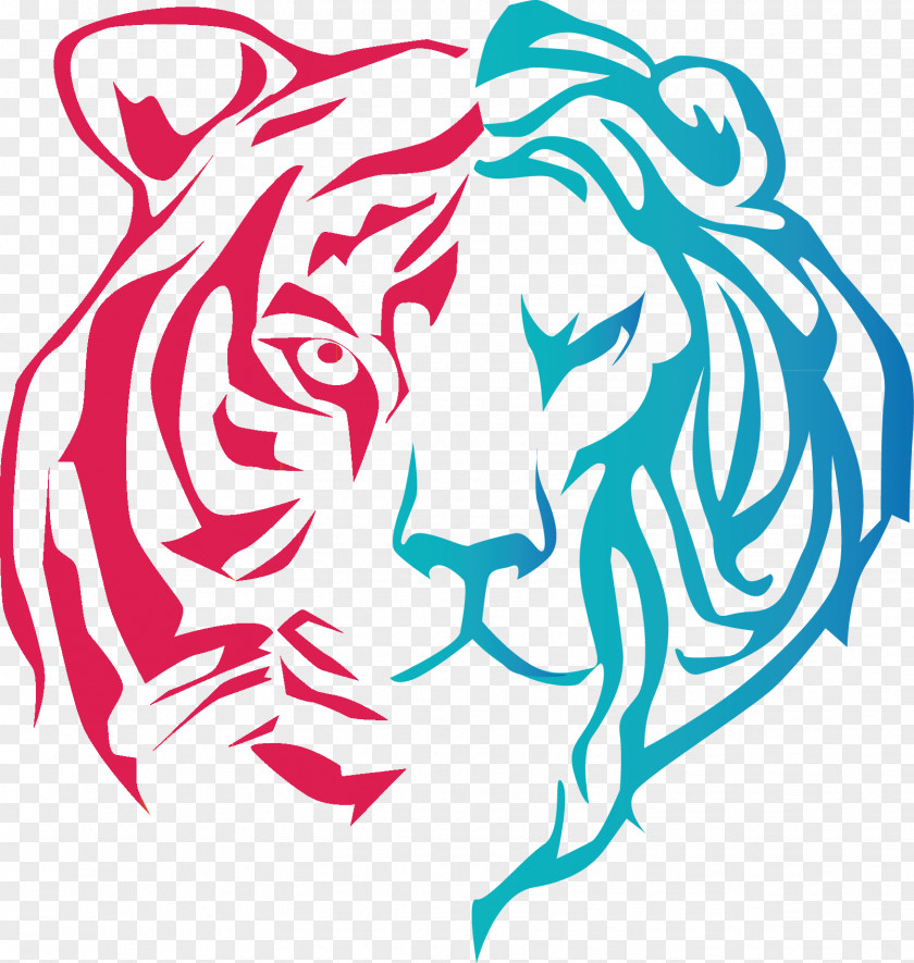 Lion Siberian Tiger Drawing White Clip Art PNG