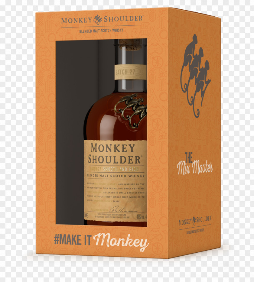 Monkey Shoulder Logo Liqueur Whiskey Drink Spirit Bottle PNG