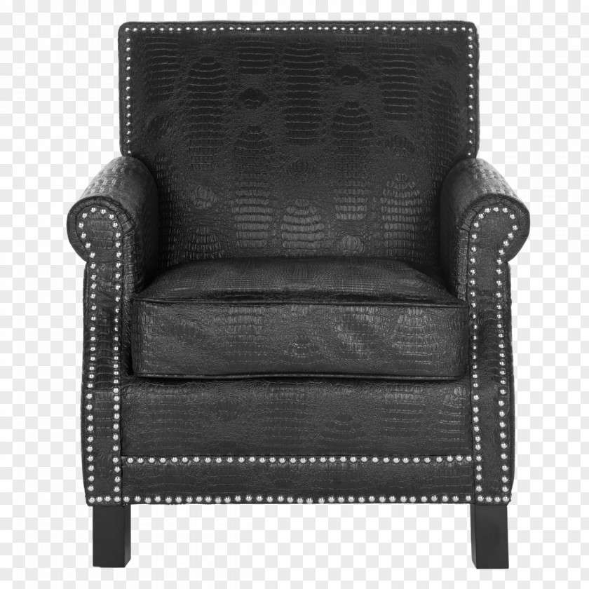 Pull Buckle Armchair Club Chair Ebony Faux Leather (D8507) Bicast Living Room PNG