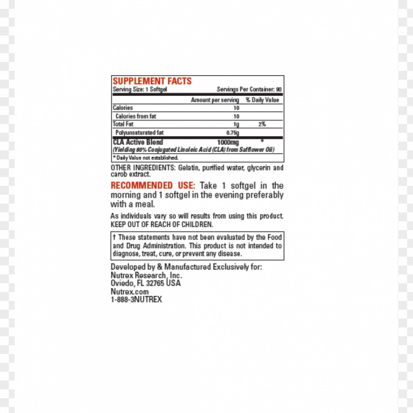 Receptacle Conjugated Linoleic Acid Weight Loss Fat System PNG