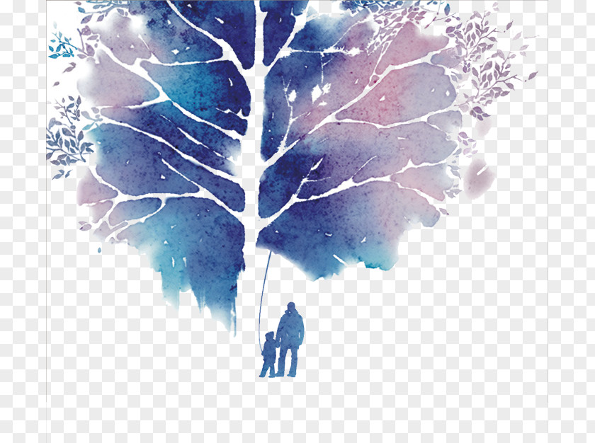 Watercolor Tree Painting Drawing Negative Space PNG