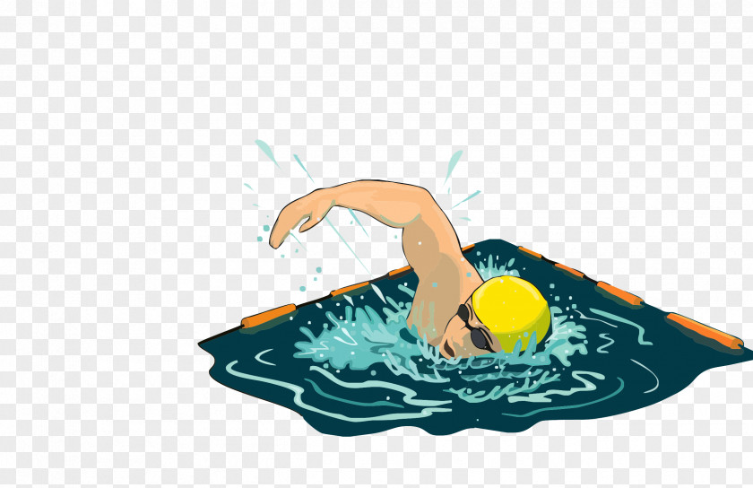 Man Swimming Cartoon Sliding Pool Friction Clip Art PNG