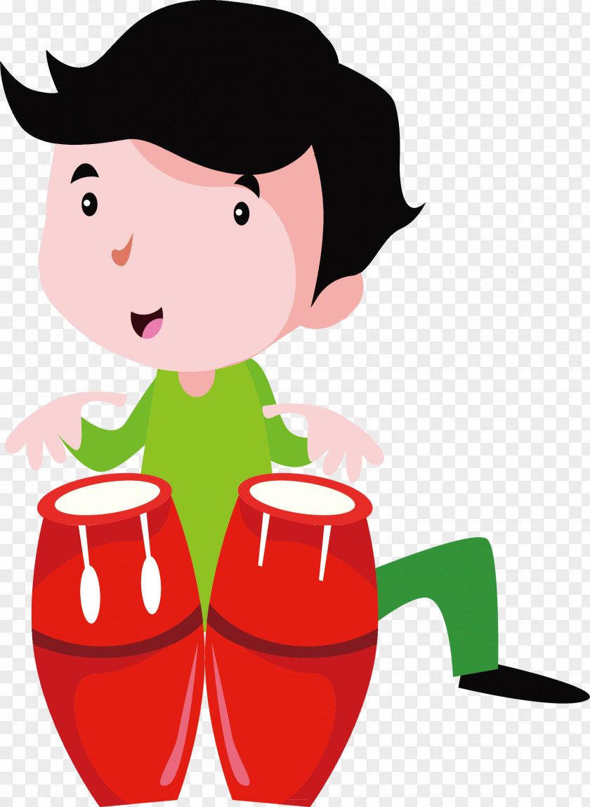 Hand-painted Character Student Musical Instruments Drum PNG