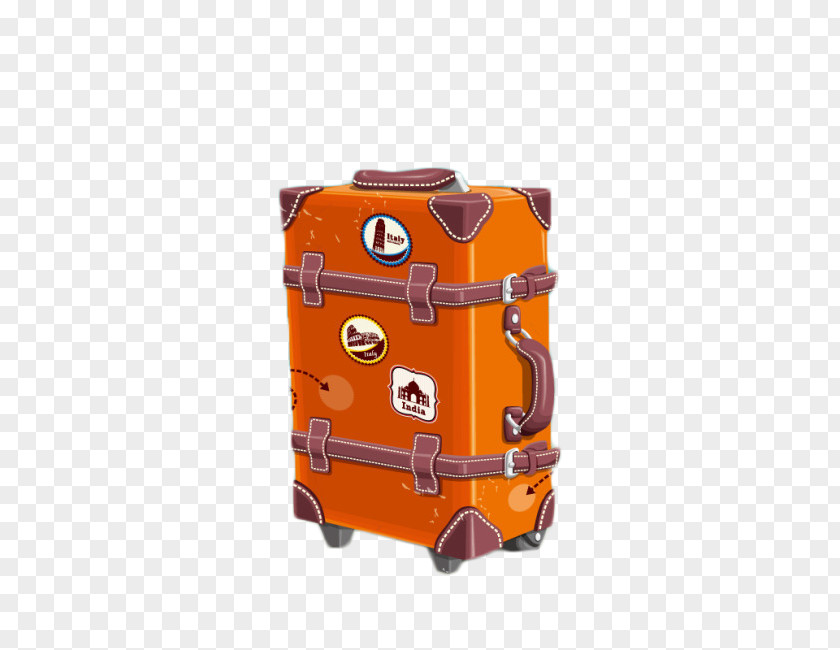 Orange Retro Luggage Suitcase Euclidean Vector Baggage PNG