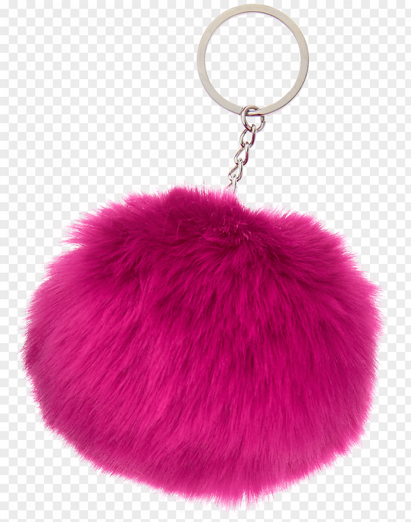 Fur Key Chains Pom-pom Pink M Berry PNG