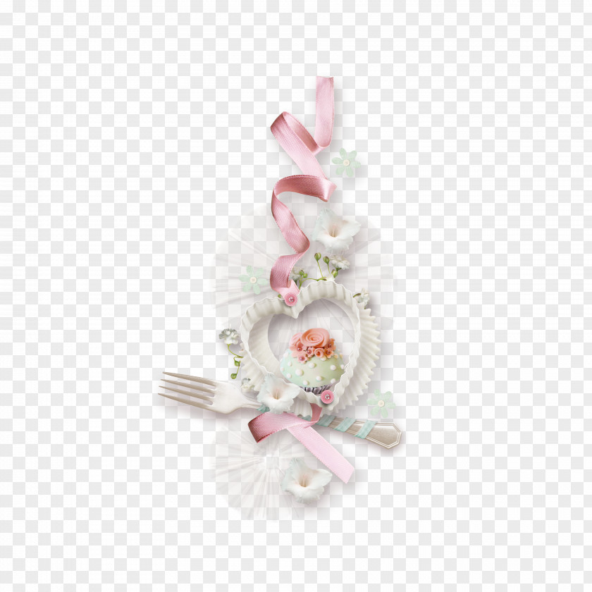 Heart Decorative Ribbon Fork Paper PNG