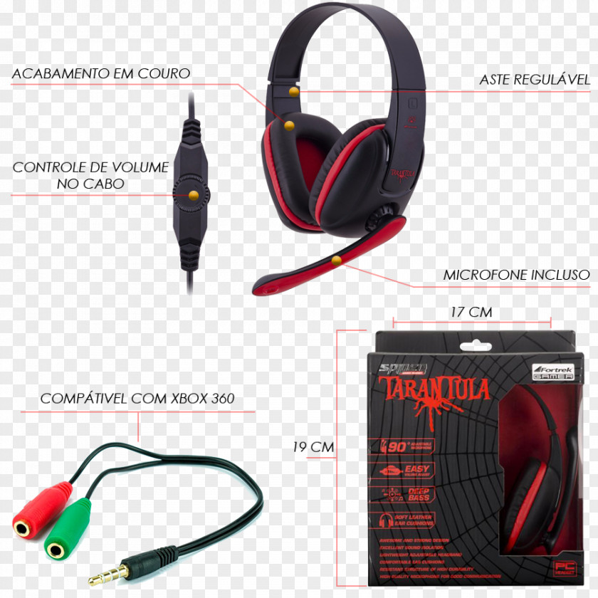 Fone De Ouvido Headphones Xbox 360 Fortrek Spider Tarantula SHS-702 Microphone Headset PNG
