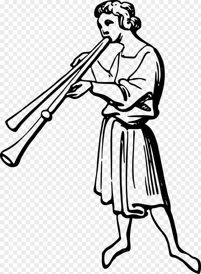 Trumpet Minstrel Drawing Middle Ages PNG