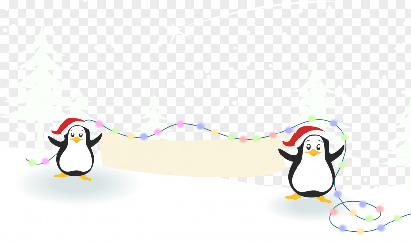 Penguins Playing In The Snow Christmas Poster PNG