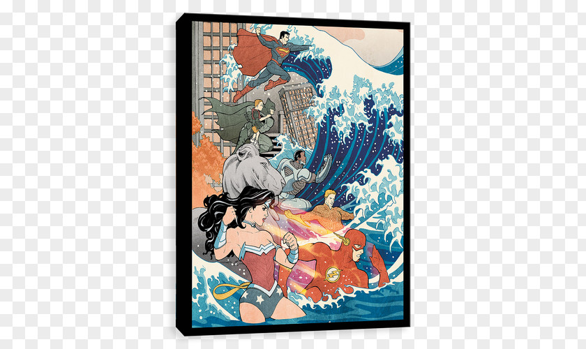 Wonder Woman The Great Wave Off Kanagawa Aquaman Superman Justice League PNG