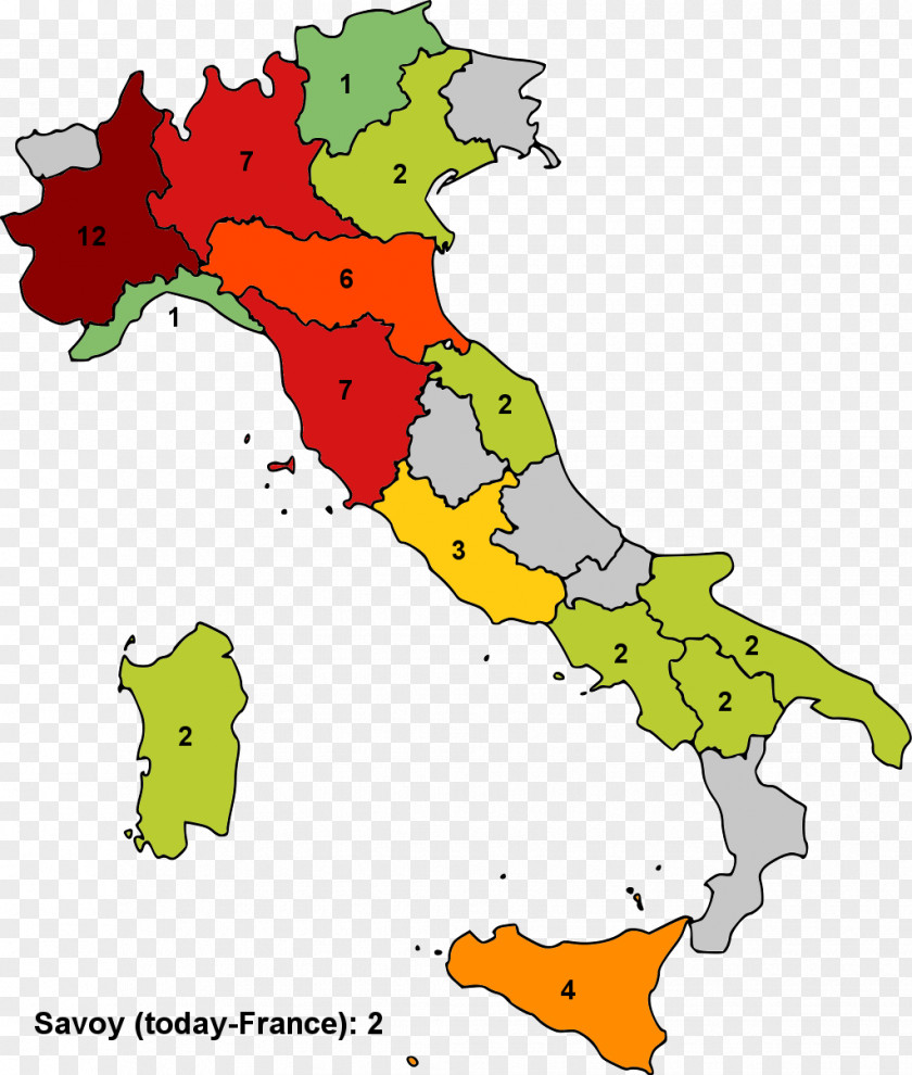 European Dividing Line Regions Of Italy Northern Map. PNG