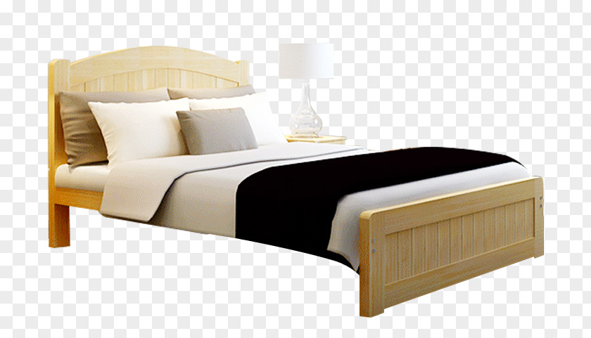 Simple Wooden Single Bed Frame Wood Furniture PNG