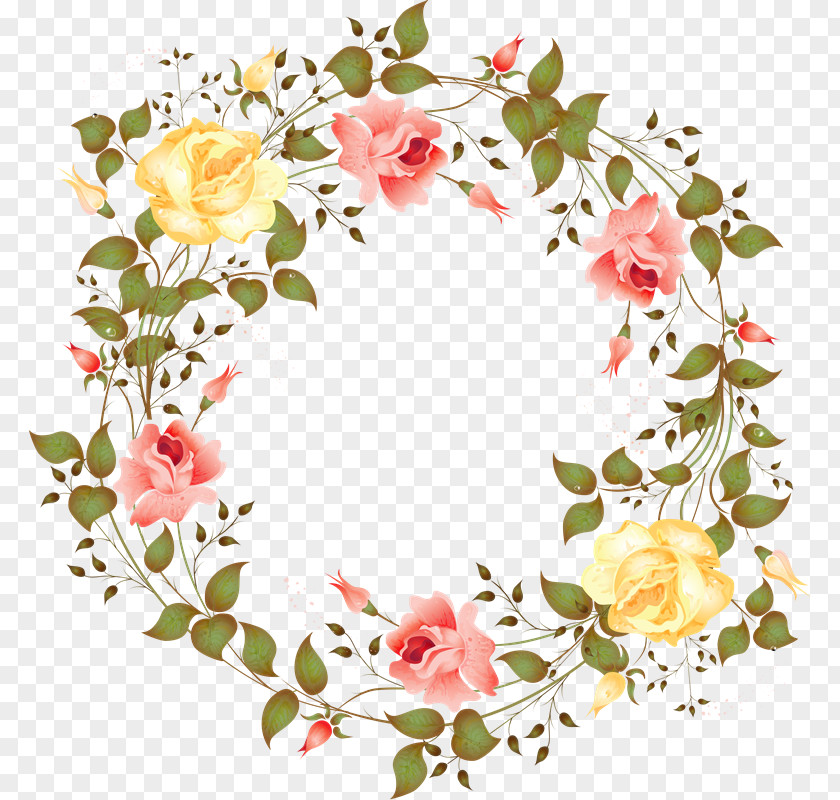 Floral Wreath Flower Watercolor Painting PNG
