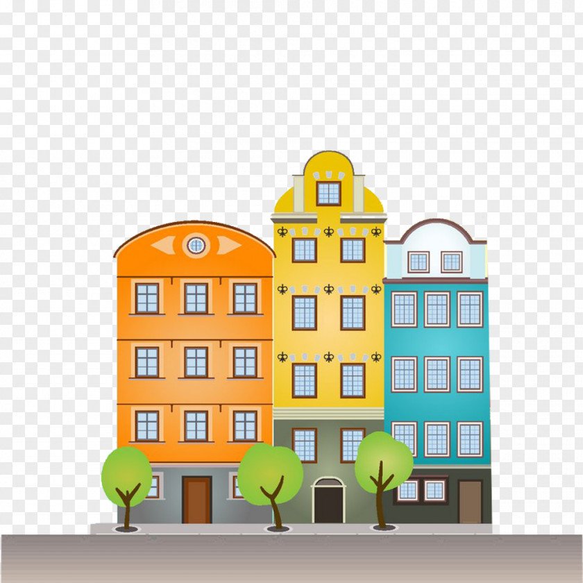 Road Building The Architecture Of City Cartoon Illustration PNG