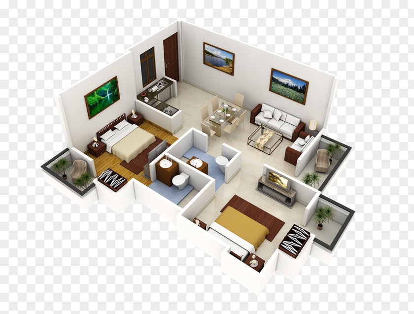 House 3D Floor Plan PNG