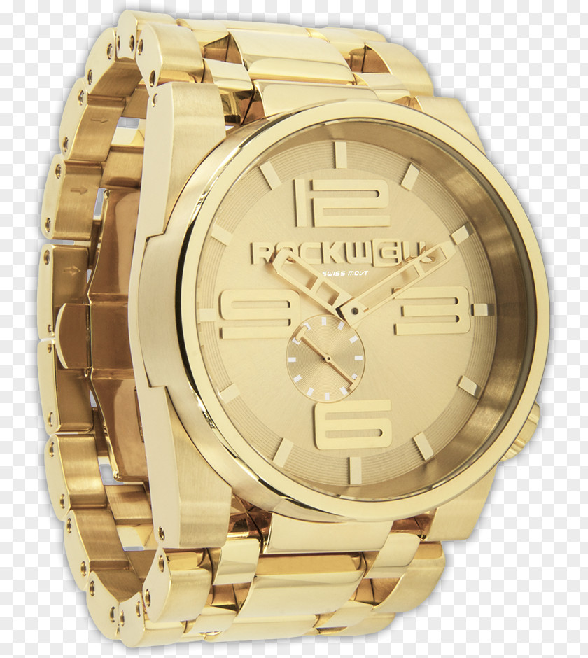 Watch Automatic Swiss Made Gold Rockwell Time PNG