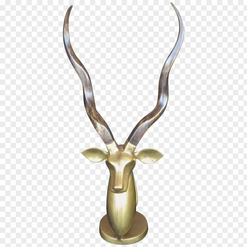 Antelope Brass Bronze Patina Vase Sculpture PNG