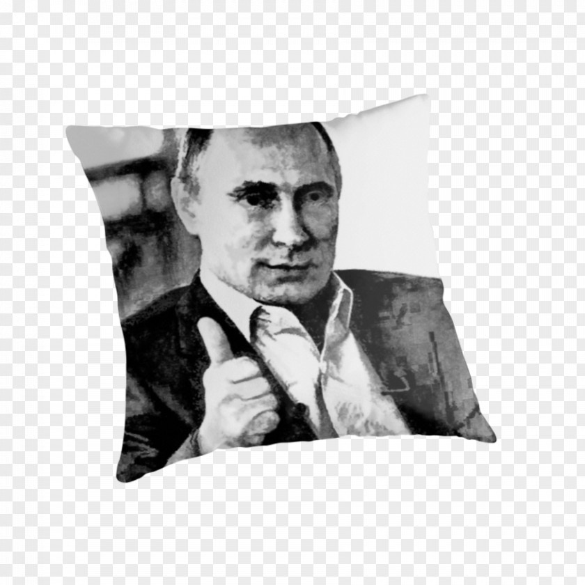 Vladimir Putin Black And White Cushion Monochrome Photography Throw Pillows PNG