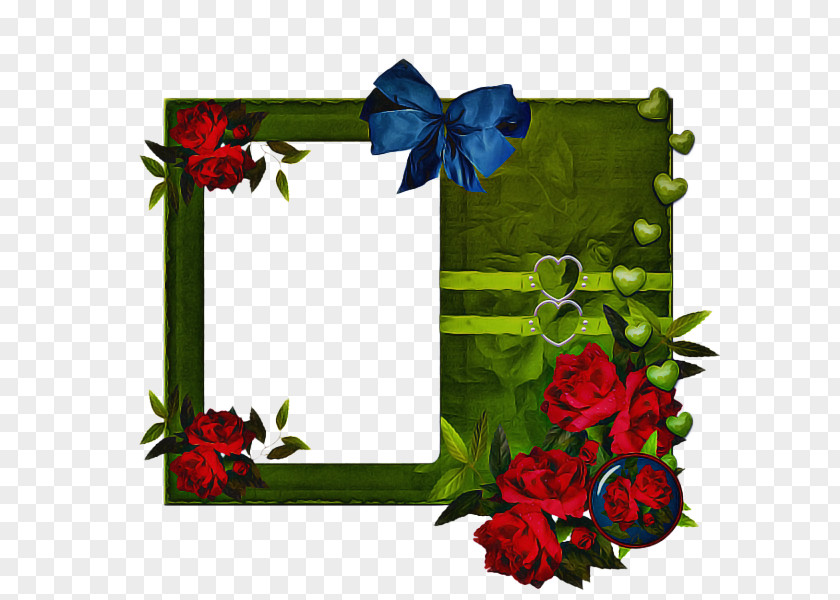 Holly Rectangle Flower Background Frame PNG