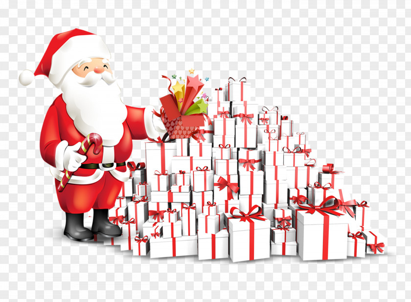 Santa Claus With A Gift PNG