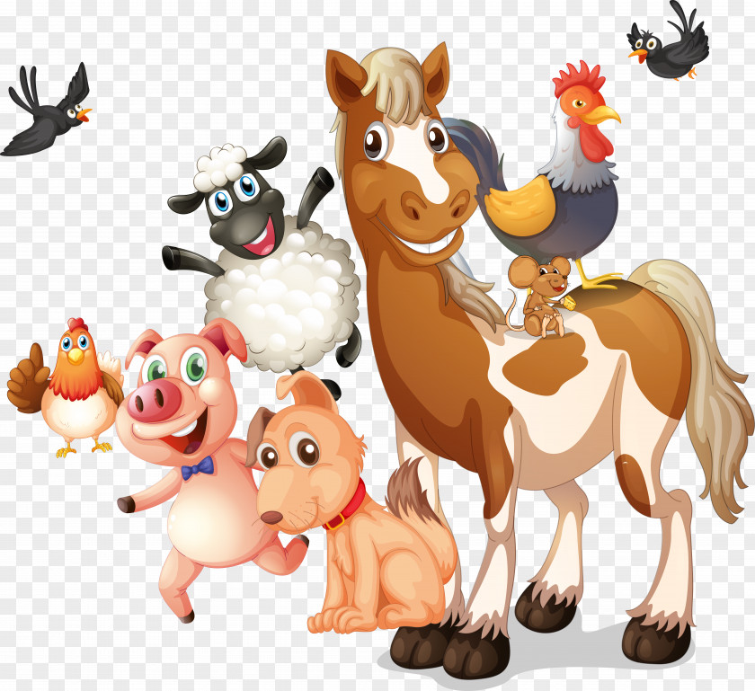 Vector Cartoon Animals Farm Livestock Illustration PNG